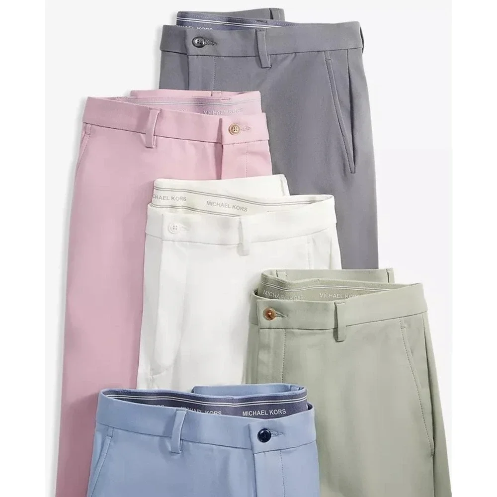 Michael Kors Men's Classic-Fit Cotton-Blend Dress Pants Grey Size 36W 32L